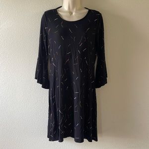 Apt 9 small black dress with color random stripes. 3/4 sleeve
